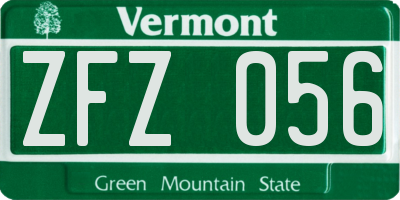 VT license plate ZFZ056