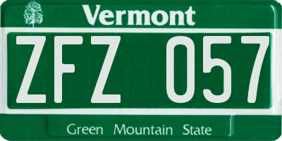 VT license plate ZFZ057