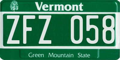 VT license plate ZFZ058