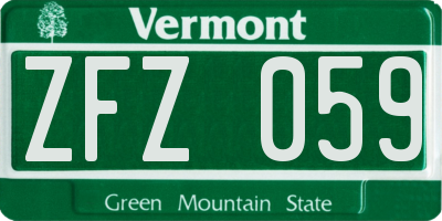 VT license plate ZFZ059