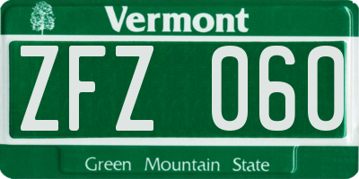 VT license plate ZFZ060