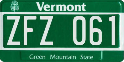 VT license plate ZFZ061