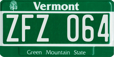 VT license plate ZFZ064