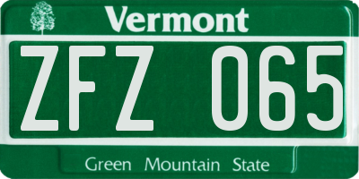 VT license plate ZFZ065