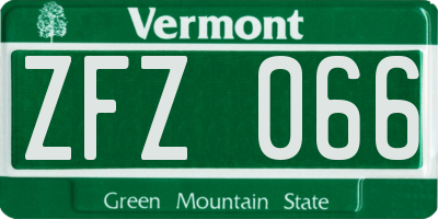 VT license plate ZFZ066