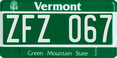 VT license plate ZFZ067