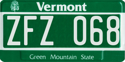 VT license plate ZFZ068