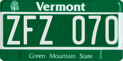 VT license plate ZFZ070
