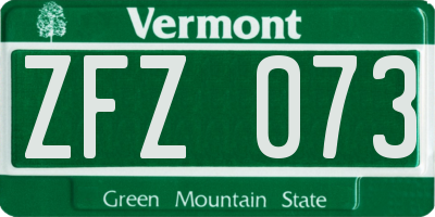 VT license plate ZFZ073
