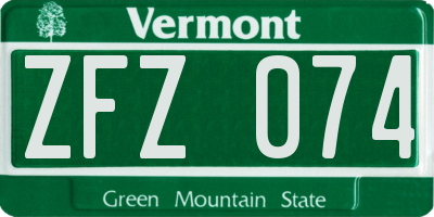 VT license plate ZFZ074