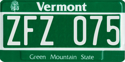 VT license plate ZFZ075