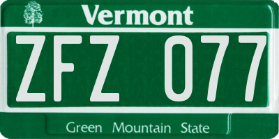 VT license plate ZFZ077