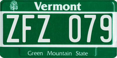 VT license plate ZFZ079