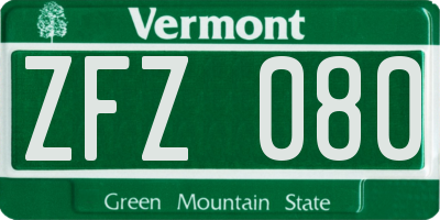 VT license plate ZFZ080