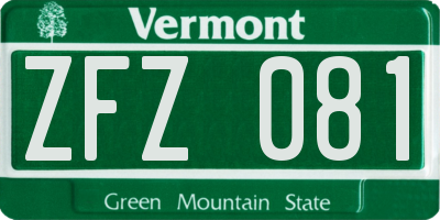 VT license plate ZFZ081