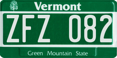 VT license plate ZFZ082