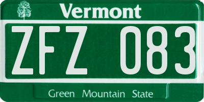 VT license plate ZFZ083
