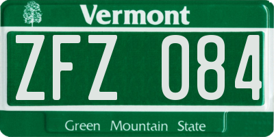 VT license plate ZFZ084