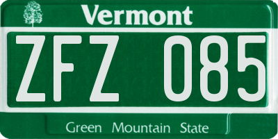 VT license plate ZFZ085