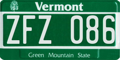 VT license plate ZFZ086