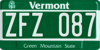 VT license plate ZFZ087