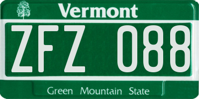 VT license plate ZFZ088