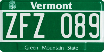 VT license plate ZFZ089