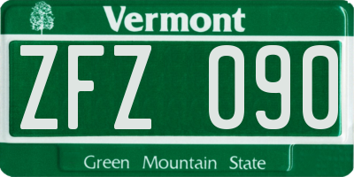 VT license plate ZFZ090