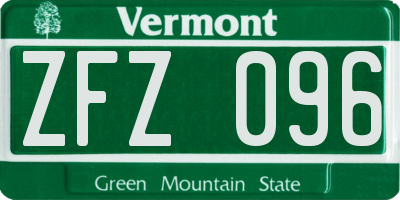 VT license plate ZFZ096