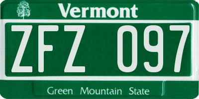 VT license plate ZFZ097