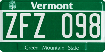 VT license plate ZFZ098