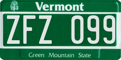 VT license plate ZFZ099