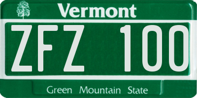 VT license plate ZFZ100