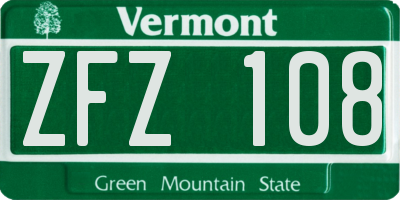 VT license plate ZFZ108