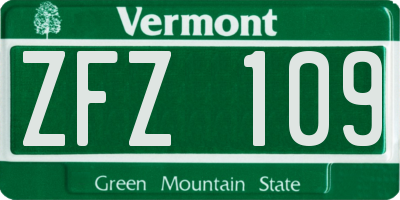 VT license plate ZFZ109