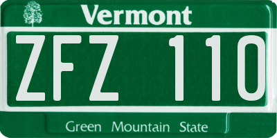 VT license plate ZFZ110