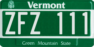 VT license plate ZFZ111