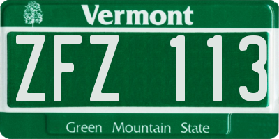 VT license plate ZFZ113