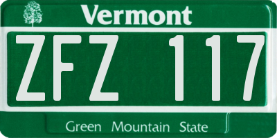 VT license plate ZFZ117