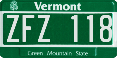 VT license plate ZFZ118