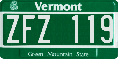 VT license plate ZFZ119