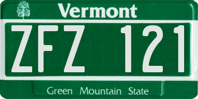 VT license plate ZFZ121
