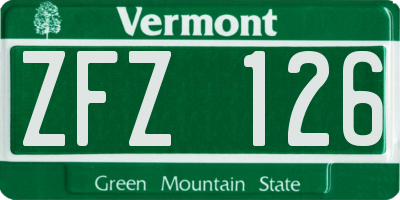 VT license plate ZFZ126