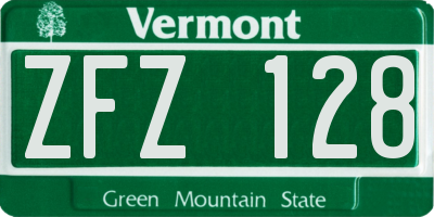 VT license plate ZFZ128