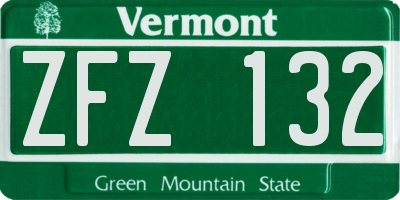 VT license plate ZFZ132