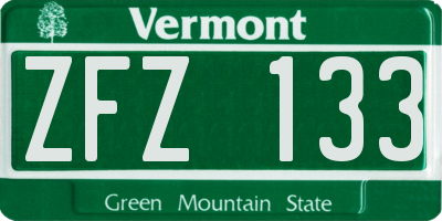 VT license plate ZFZ133