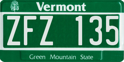 VT license plate ZFZ135