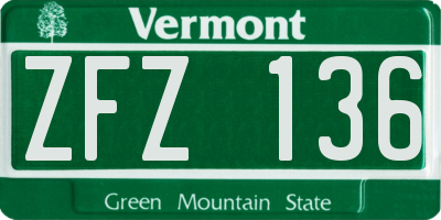 VT license plate ZFZ136