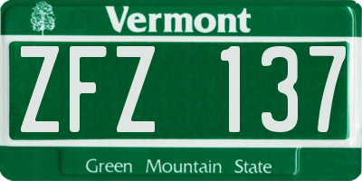VT license plate ZFZ137