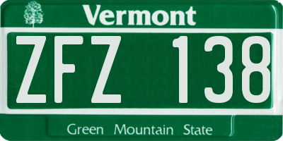 VT license plate ZFZ138
